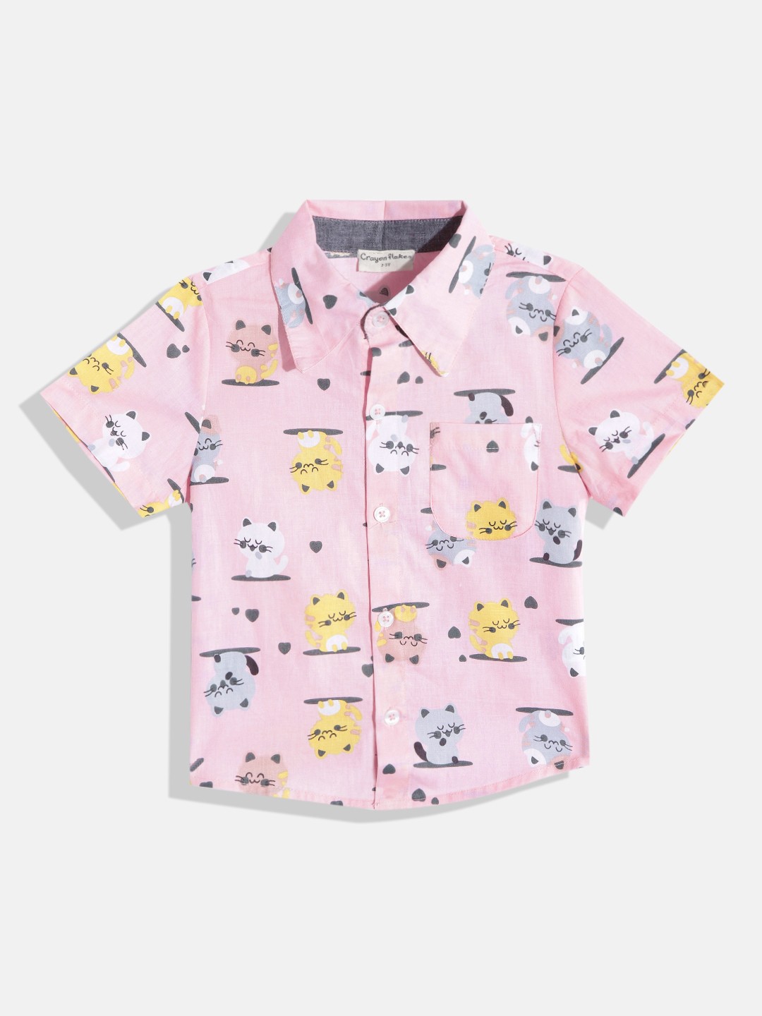 

CrayonFlakes Boys Pink Smart Printed Casual Shirt