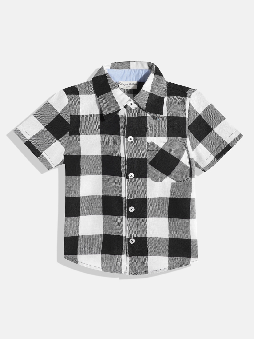 

CrayonFlakes Boys Black Smart Buffalo Checks Checked Casual Shirt