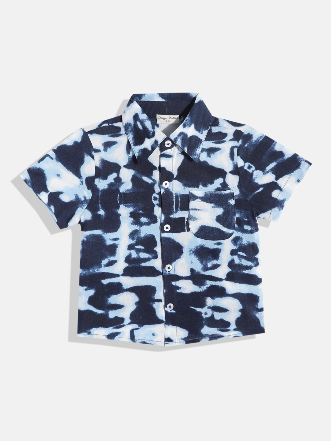 

CrayonFlakes Boys Navy Blue Smart Printed Casual Shirt