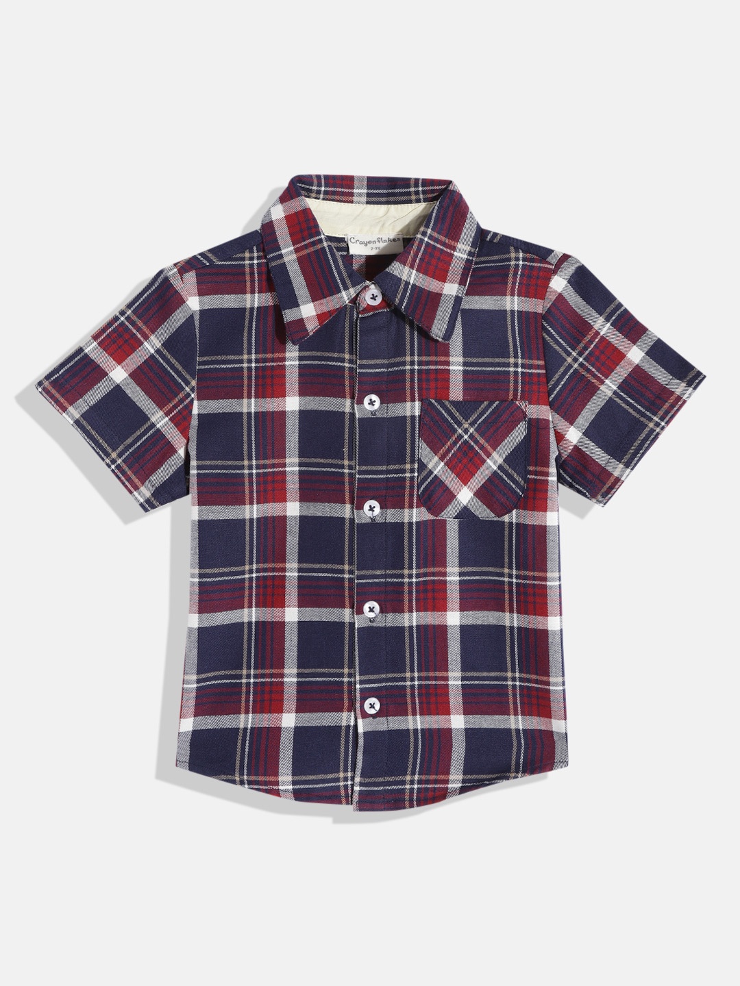 

CrayonFlakes Boys Blue Smart Tartan Checks Checked Casual Shirt