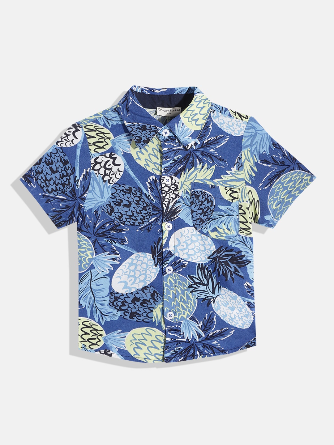 

CrayonFlakes Boys Blue Smart Printed Casual Shirt