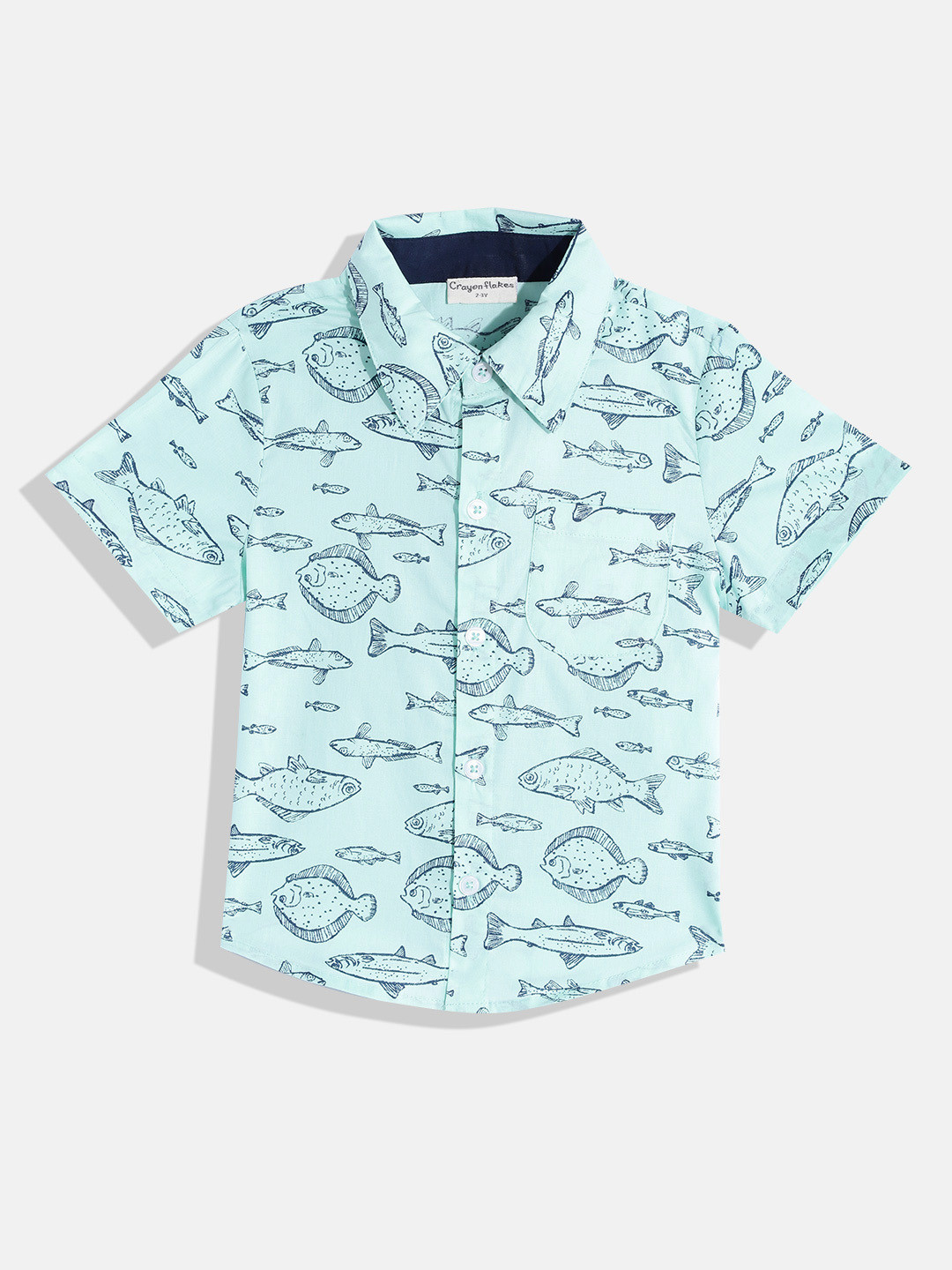 

CrayonFlakes Boys Sea Green Smart Printed Casual Shirt