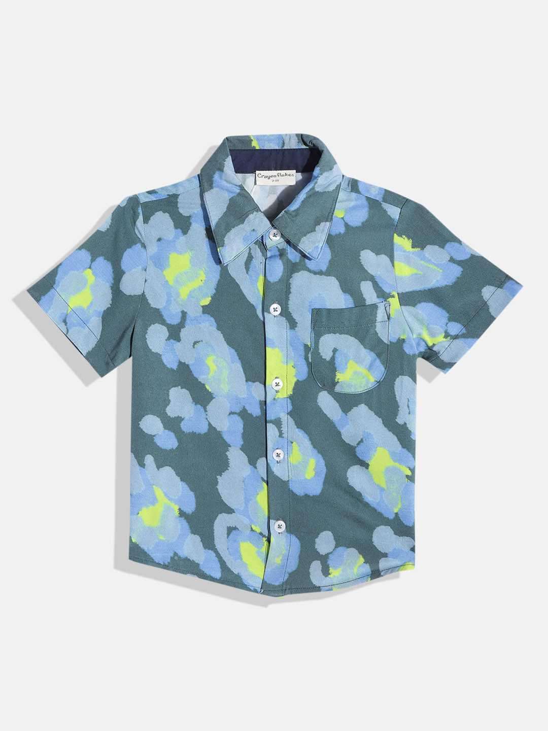 

CrayonFlakes Boys Teal Smart Printed Casual Shirt