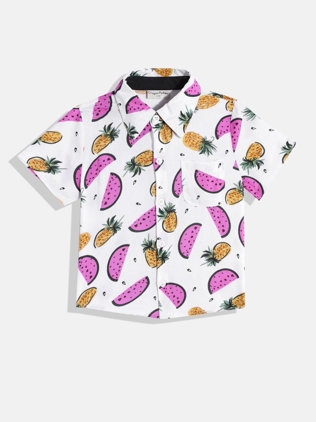 

CrayonFlakes Boys White Smart Printed Casual Shirt