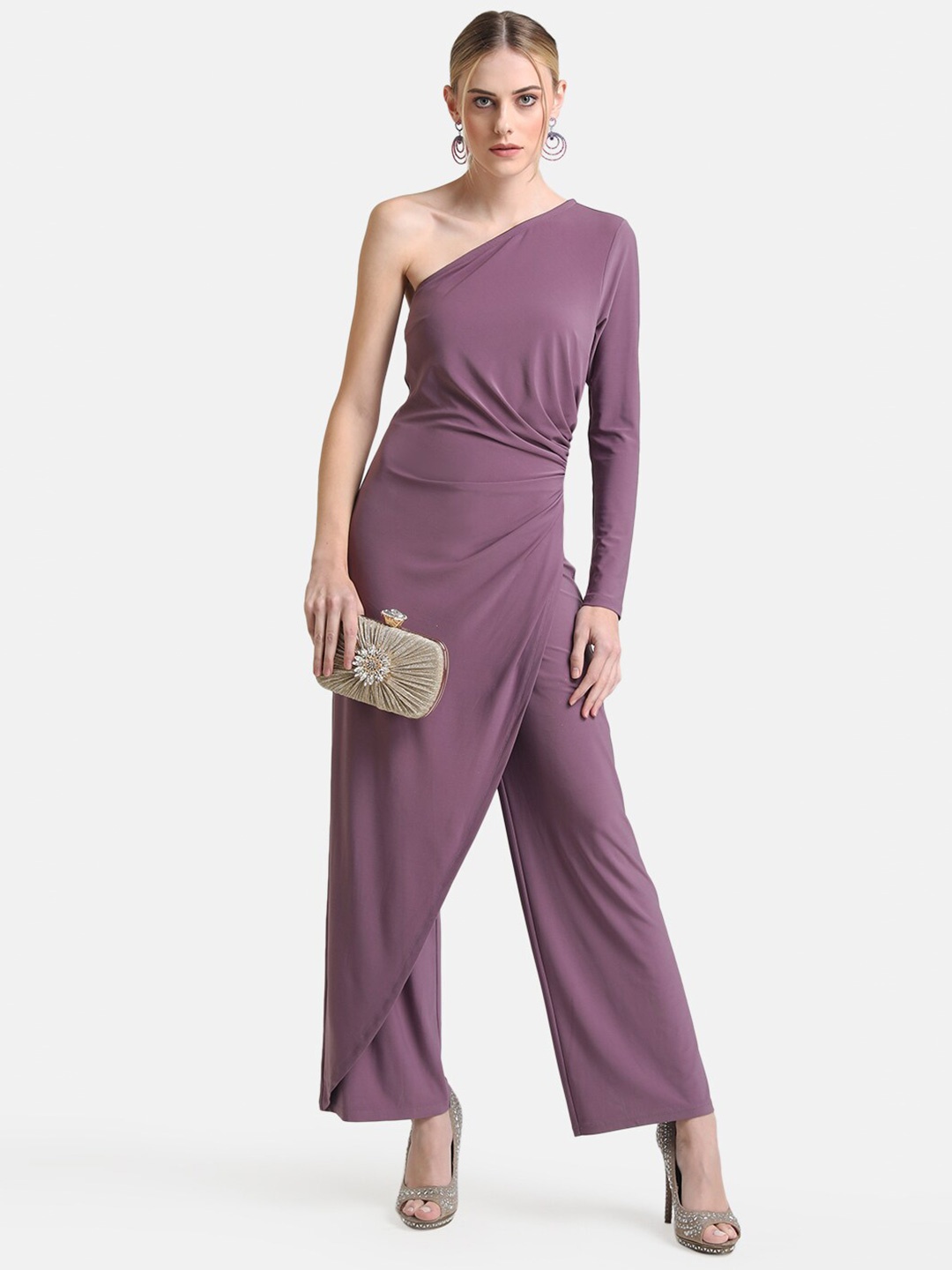 

Kazo Purple Draped One Shoulder Basic Jumpsuit