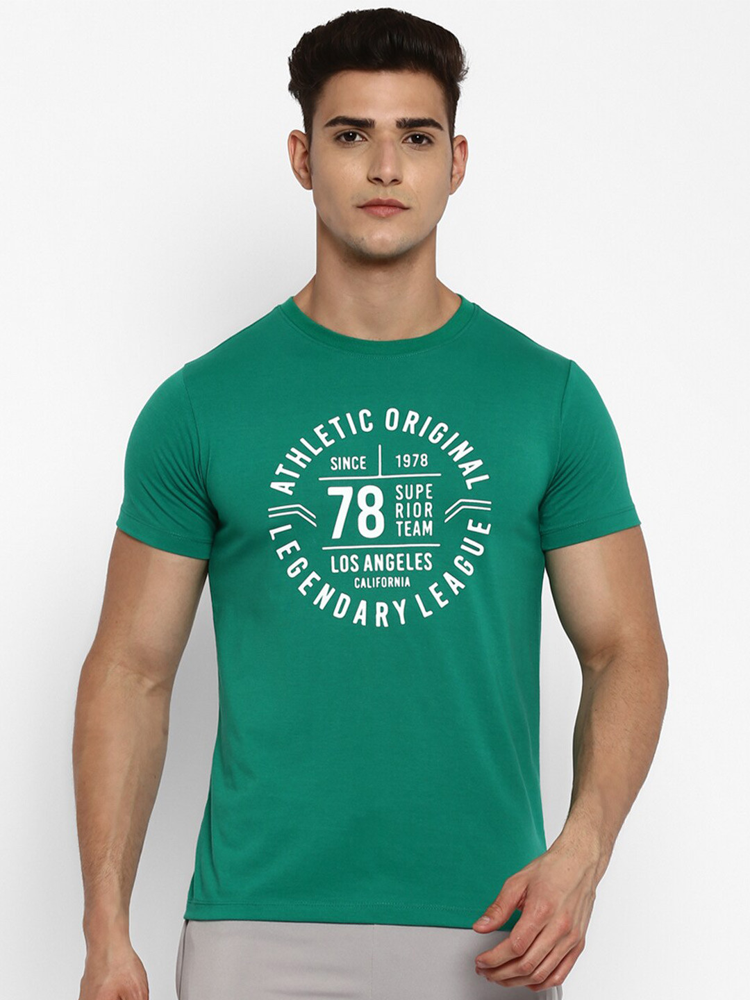 

Yuuki Men Green Varsity Printed Antimicrobial T-shirt