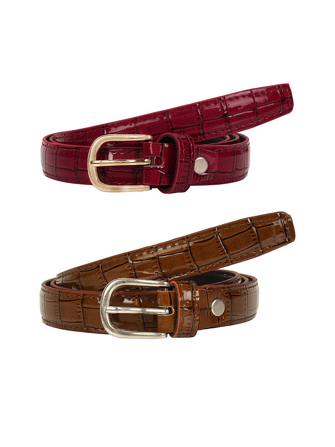 

SIDEWOK Women Set of 2 Animal Printed Belts, Red