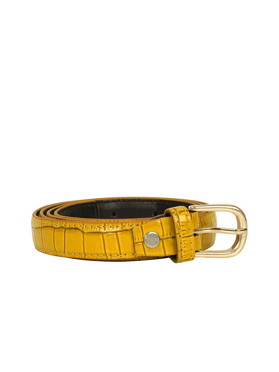 

SIDEWOK Women Yellow Textured PU Belt