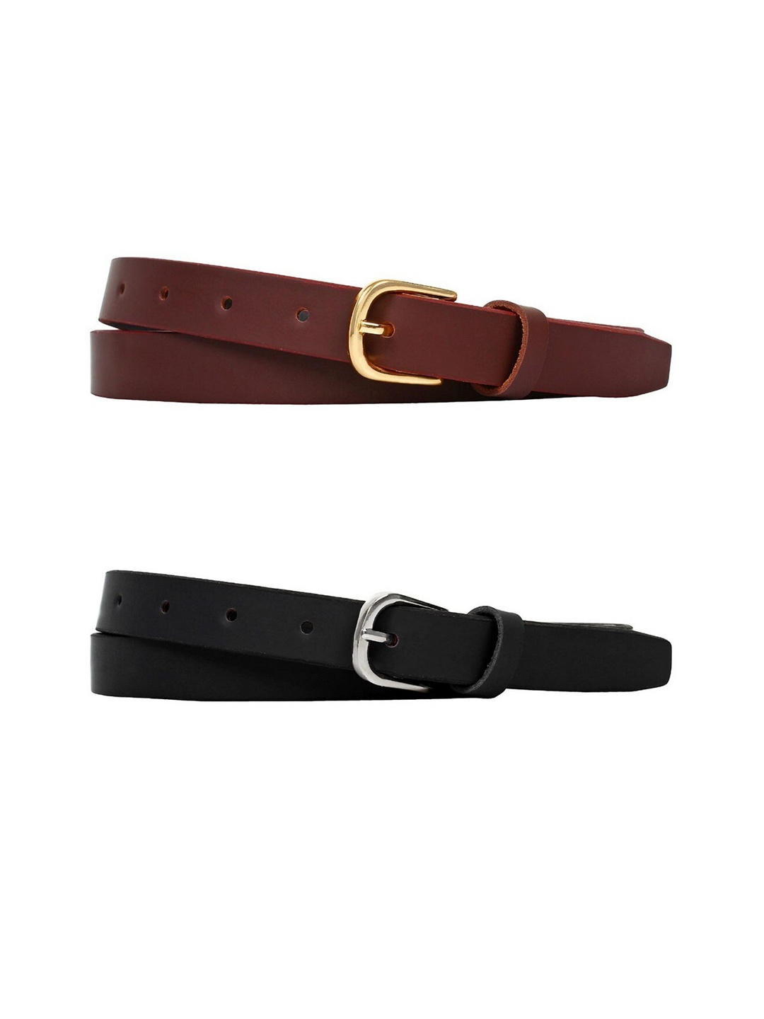 

SIDEWOK Women Pack of 2 Black & Brown PU Belt