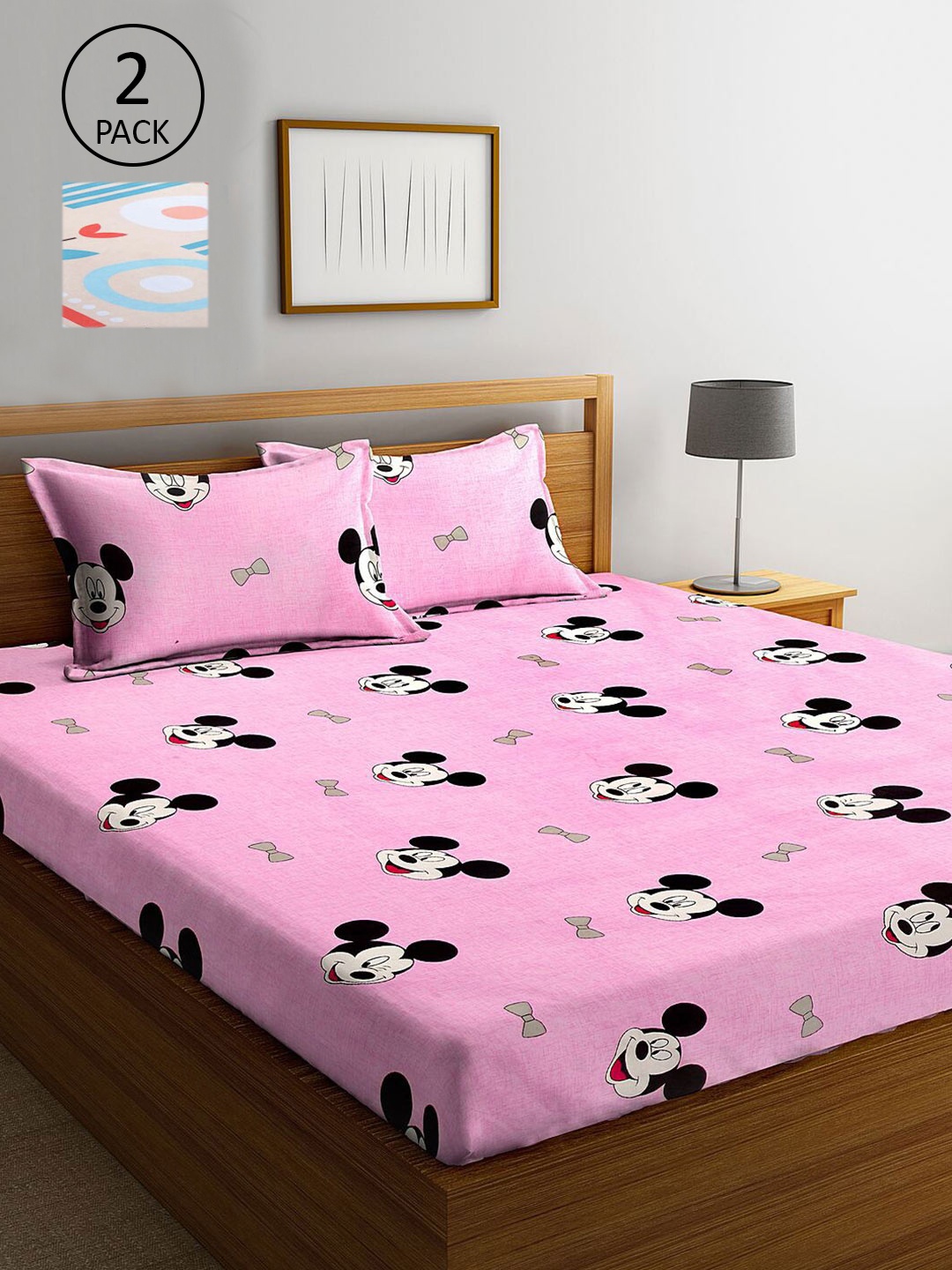 

KLOTTHE Pink & Brown 210 TC 2 King Bedsheets with 4 Pillow Covers