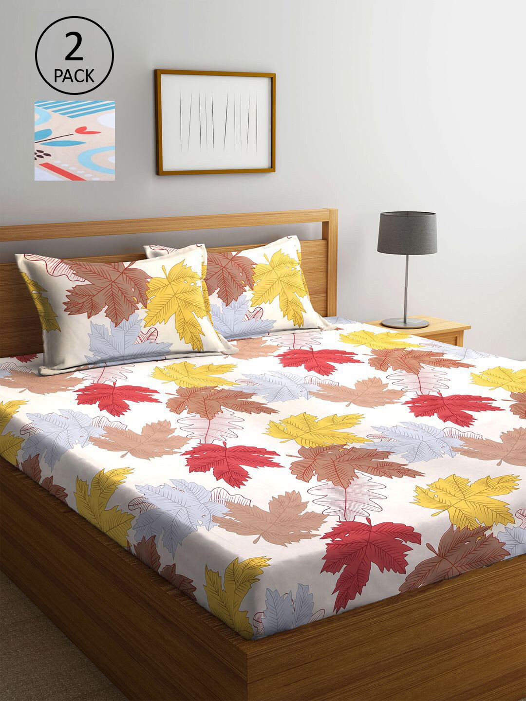 

KLOTTHE Yellow & White Floral 210 TC 2 King Bedsheet with 4 Pillow Covers