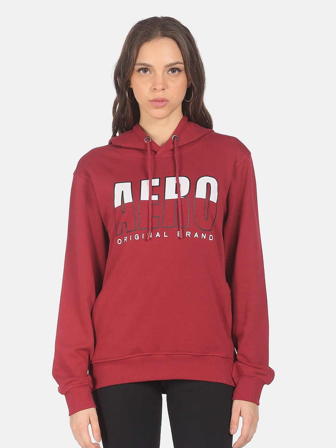 

Aeropostale Women Red Printed Pure Cotton Sweatshirt