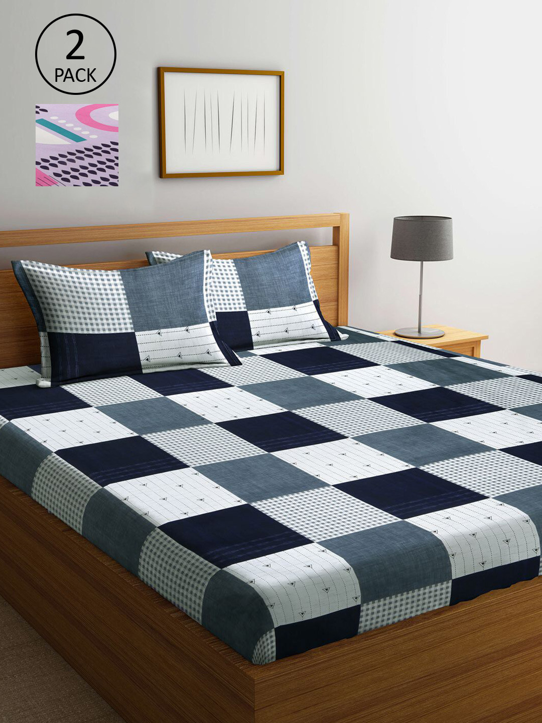 

KLOTTHE Multicoloured Printed 210 TC 2 King Bedsheets with 4 Pillow Covers, Multi