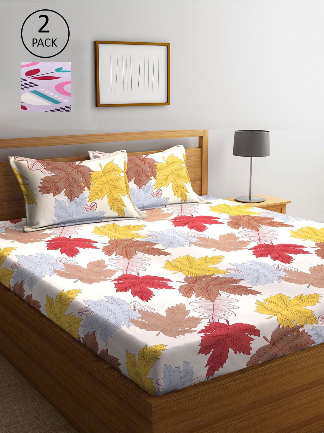 

KLOTTHE Multicoloured Floral 210 TC 2 King Bedsheet with 4 Pillow Covers, Multi