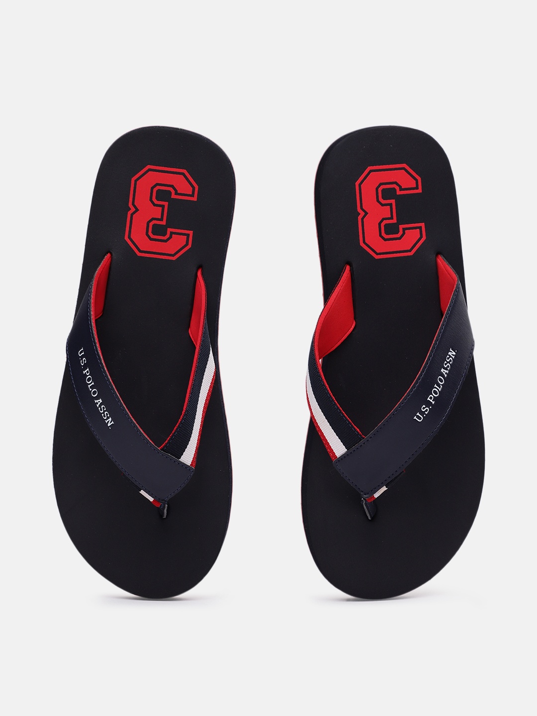 

U.S. Polo Assn. Men Navy Blue Striped Thong Flip-Flops