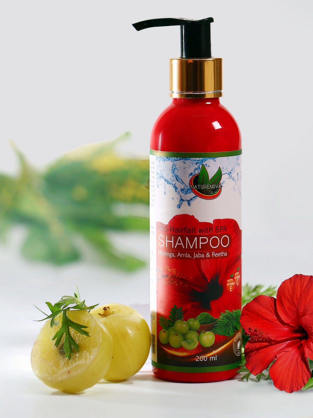 

NatureNova Herbals Moringa & Amla Anti-Hair Fall with Spa Shampoo - 200ml, Red
