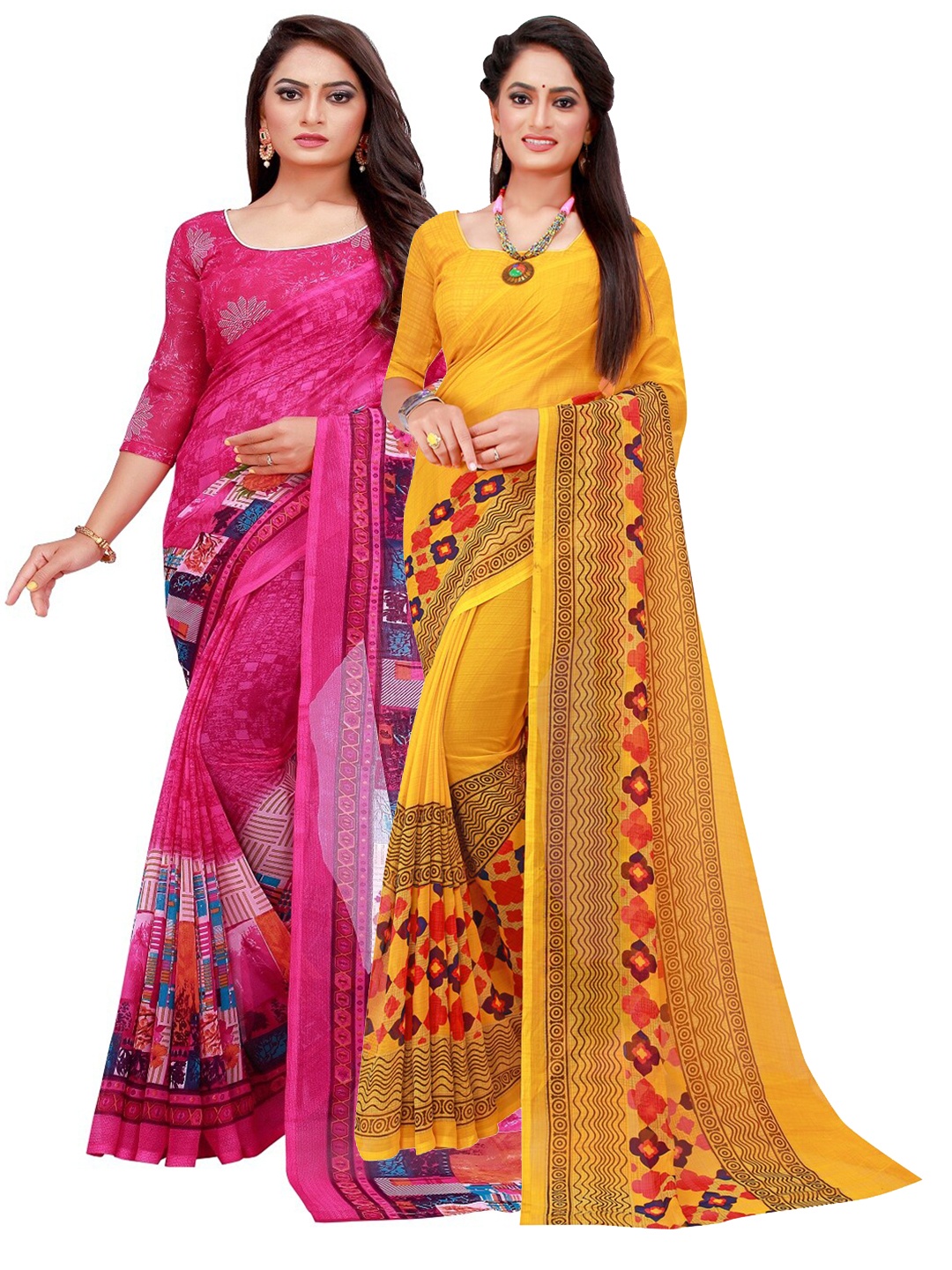

KALINI Set of 2 Pure Georgette Saree, Magenta