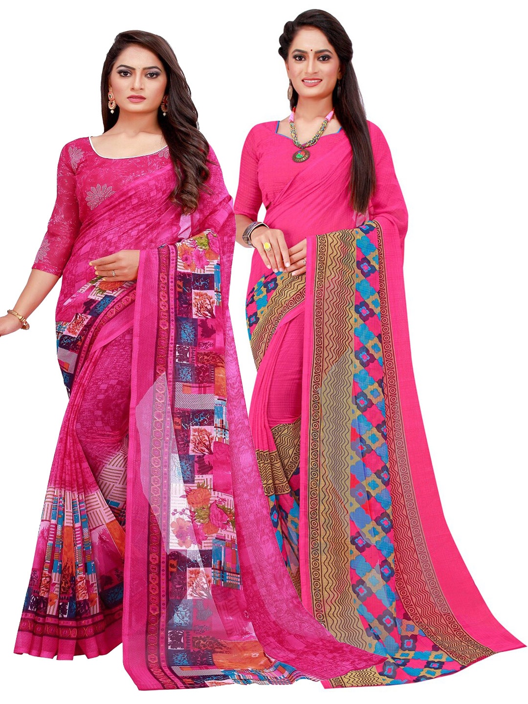 

KALINI Set of 2 Pure Georgette Saree, Magenta