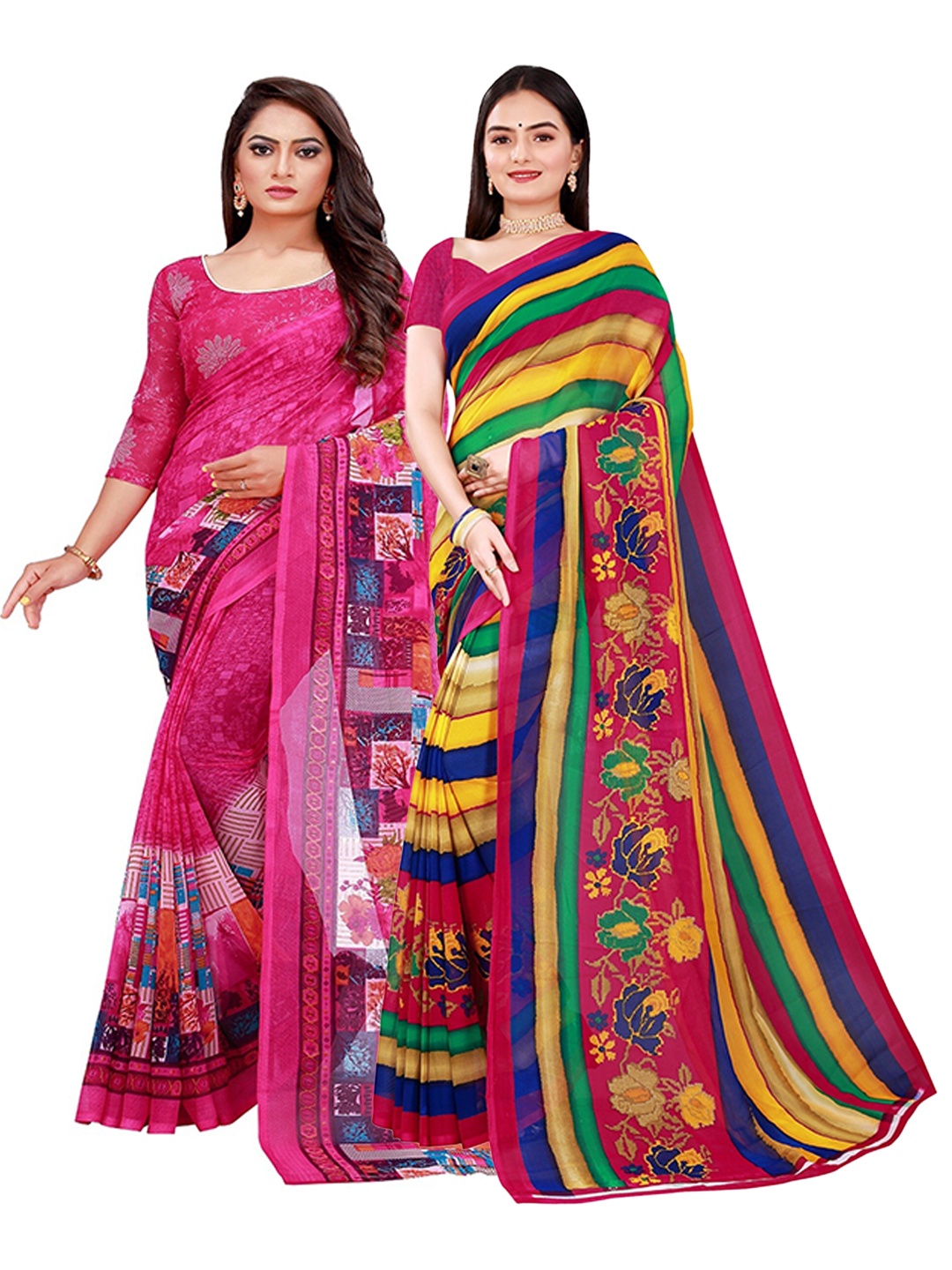 

KALINI Set of 2 Pure Georgette Saree, Yellow