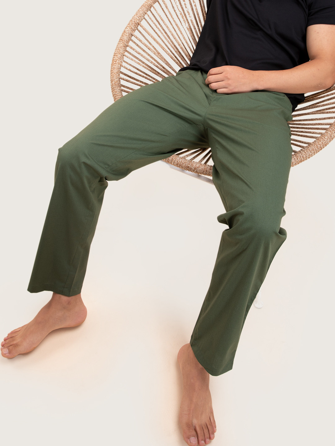 

DAMENSCH Men Stretchable Cotton Tapered Fit Lounge Pants, Green
