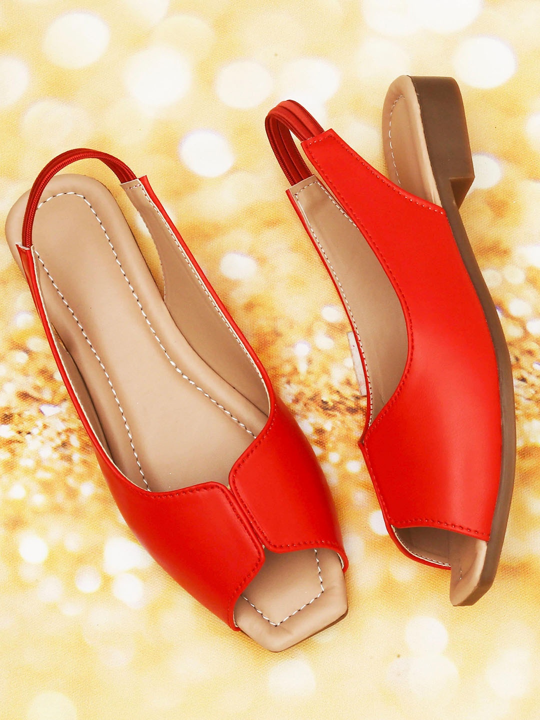 

DChica Girls Red Block Peep Toes Heels