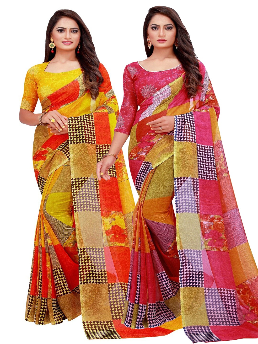 

Florence Pack of 2 Pure Georgette Sarees, Red