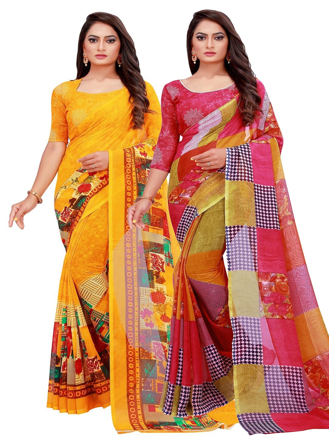 

Florence Set of 2 Pure Georgette Saree, Red