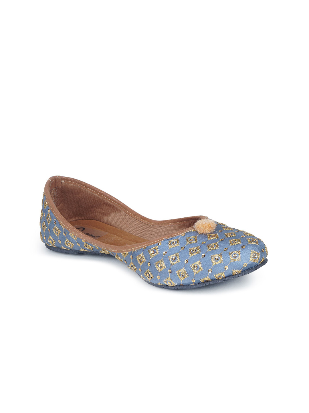

The Desi Dulhan Women Grey Ethnic Embellished Mojaris