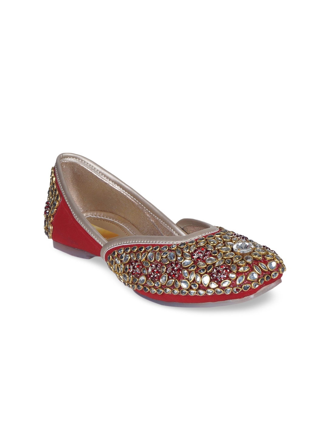 

The Desi Dulhan Women Red Ethnic Embellished Handcrafted Mojaris