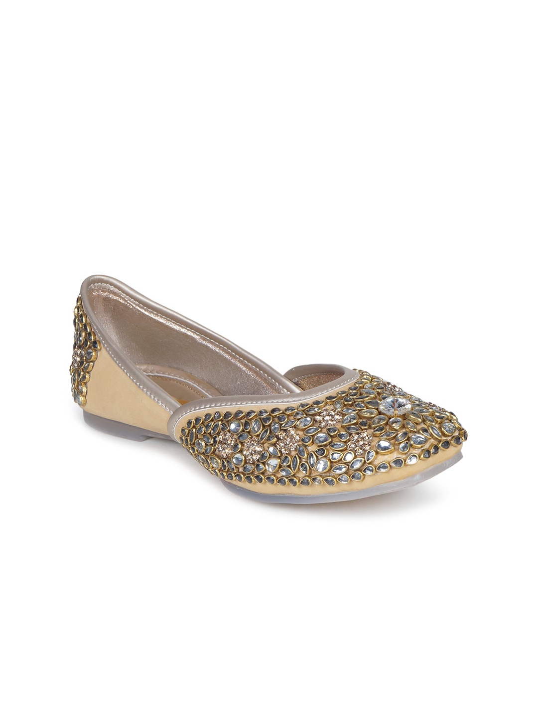 

The Desi Dulhan Women Gold-Toned Ethnic Embellished Handcrafted Mojaris