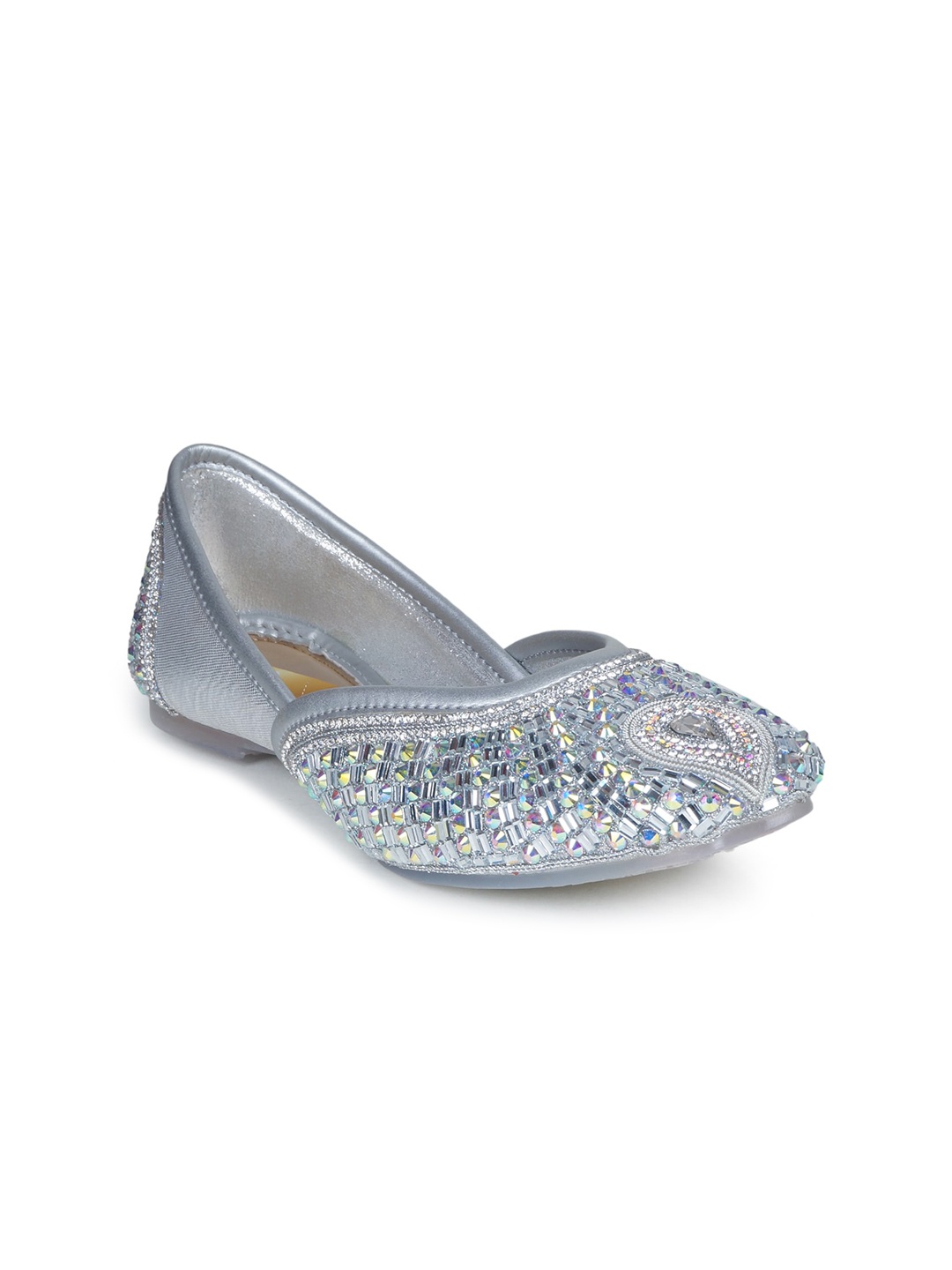 

The Desi Dulhan Women Silver-Toned Ethnic Embellished Handcrafted Mojaris