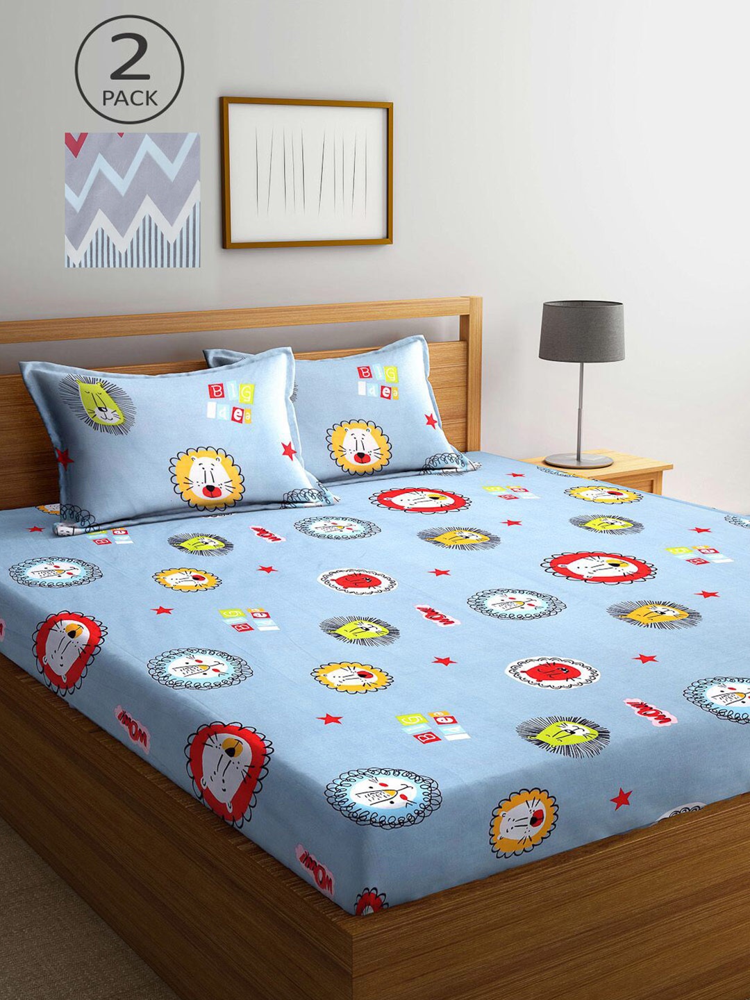 

KLOTTHE 210 TC 2 King Bedsheet with 4 Pillow Covers, Grey