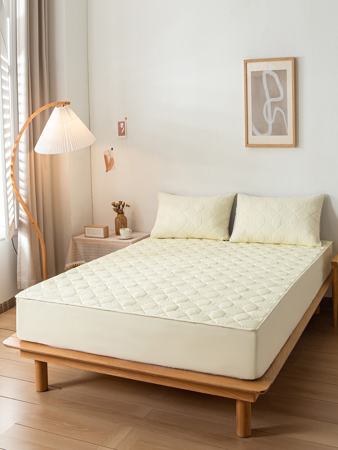

JC Collection Yellow Solid Double XL Bed Cover