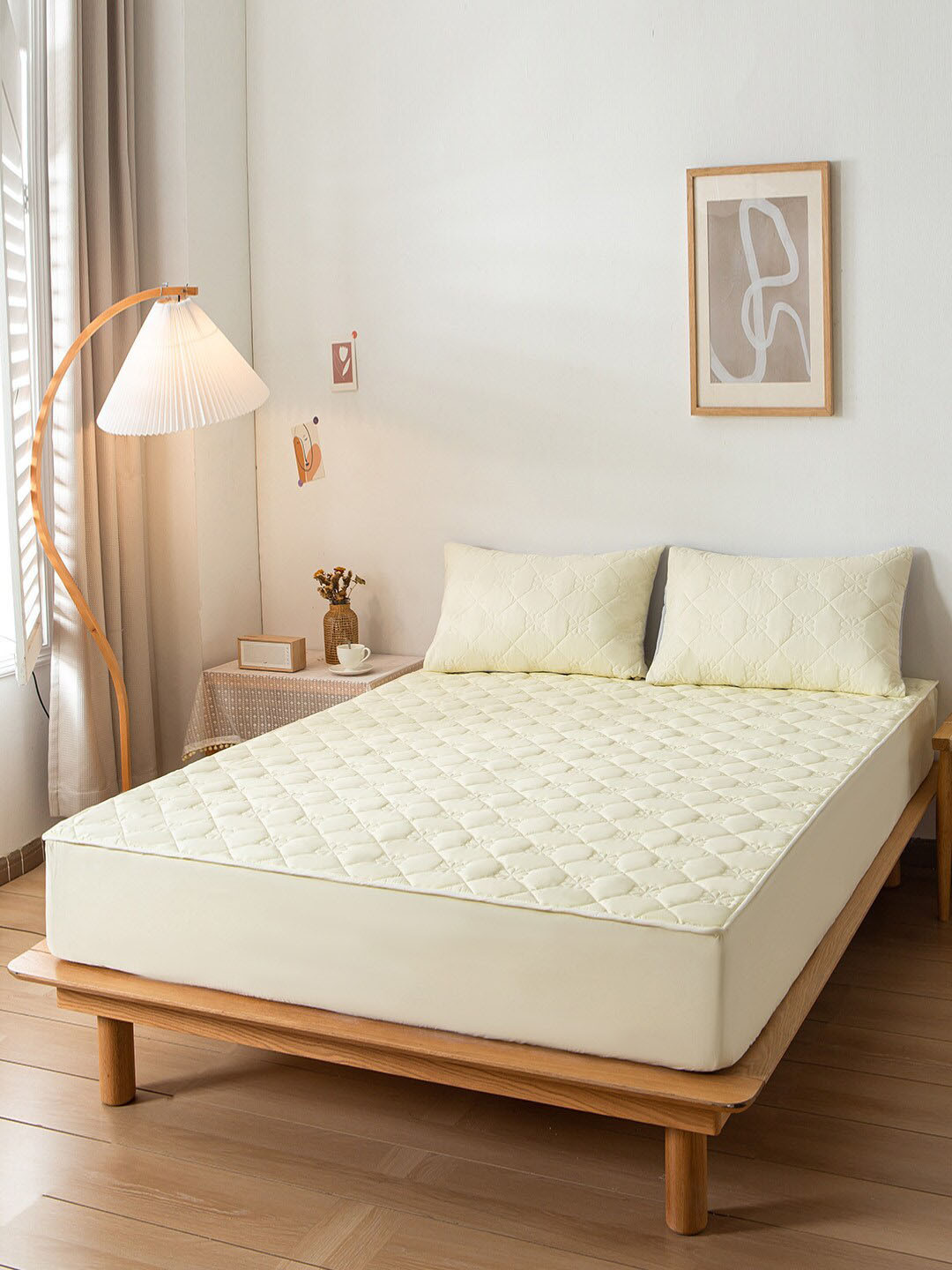 

JC Collection Yellow Solid Single Bed Cover With 2 Pillow Cover