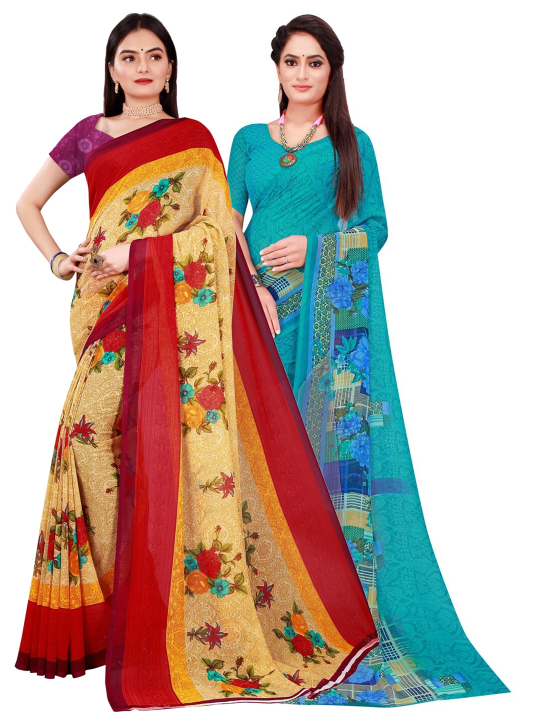 

KALINI Set of 2 Pure Georgette Saree, Beige