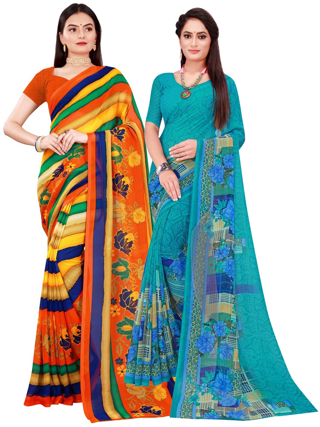 

KALINI Set of 2 Pure Georgette Saree, Blue