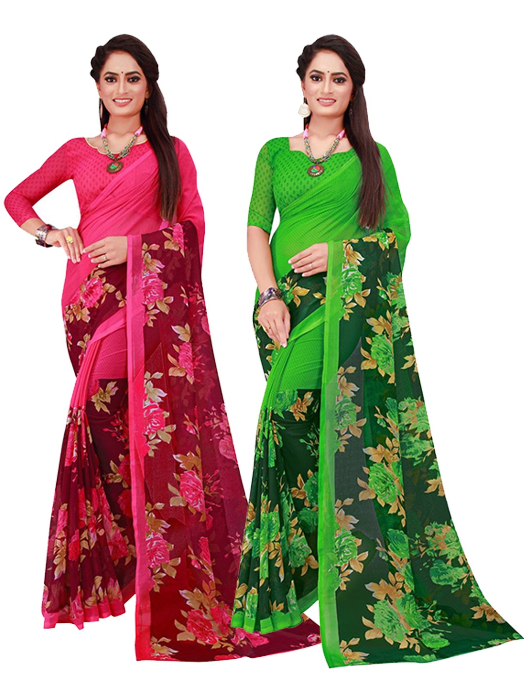 

KALINI Set of 2 Pure Georgette Saree, Magenta