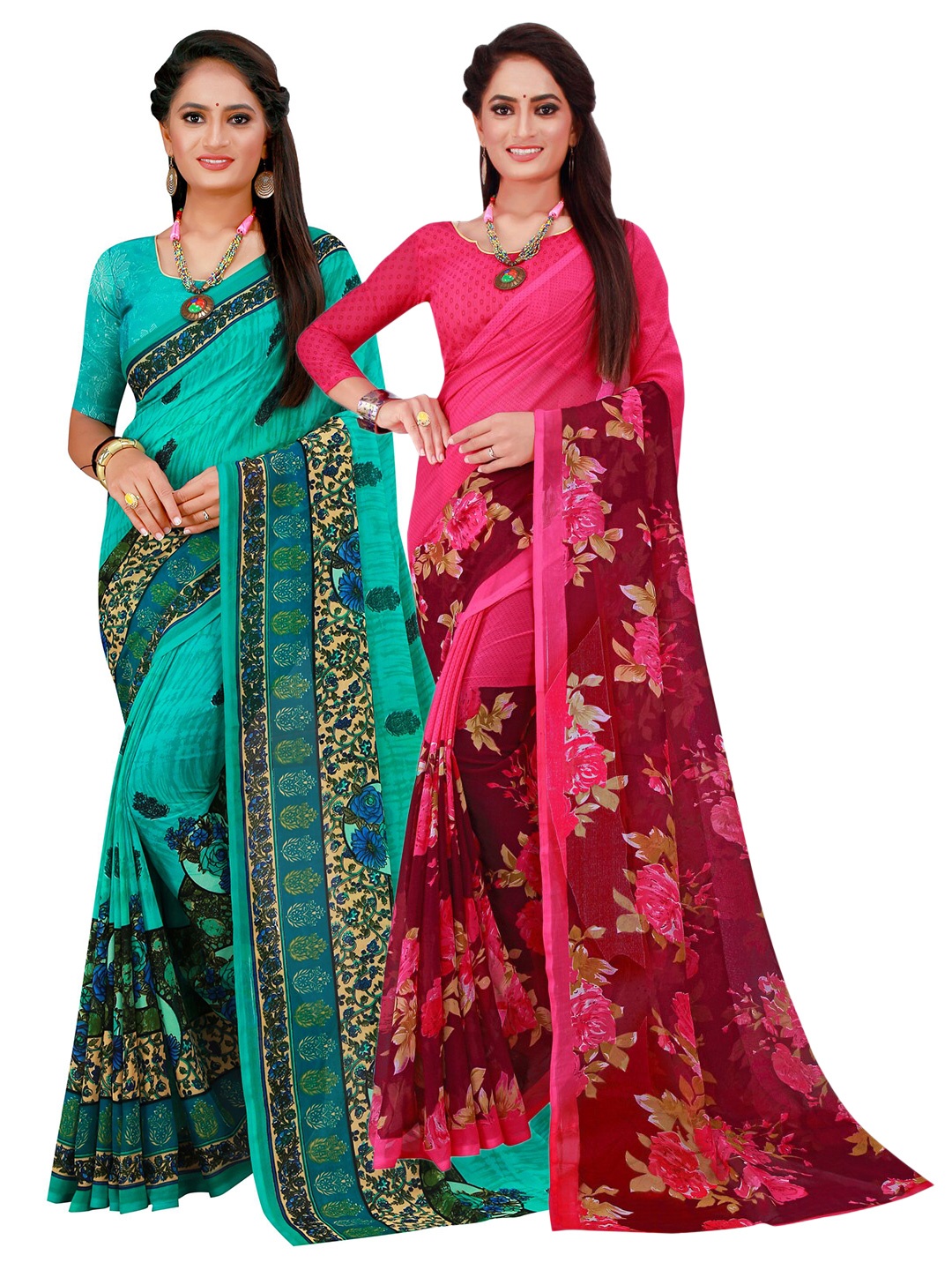 

KALINI Set of 2 Pure Georgette Saree, Magenta