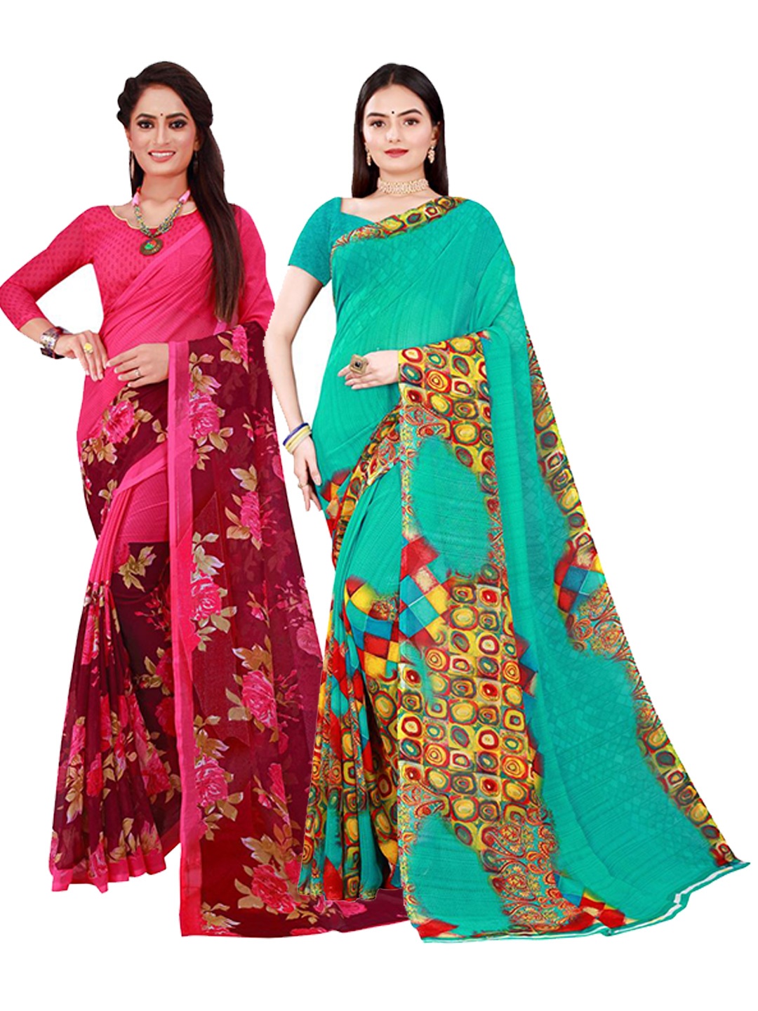 

KALINI Set of 2 Pure Georgette Saree, Magenta