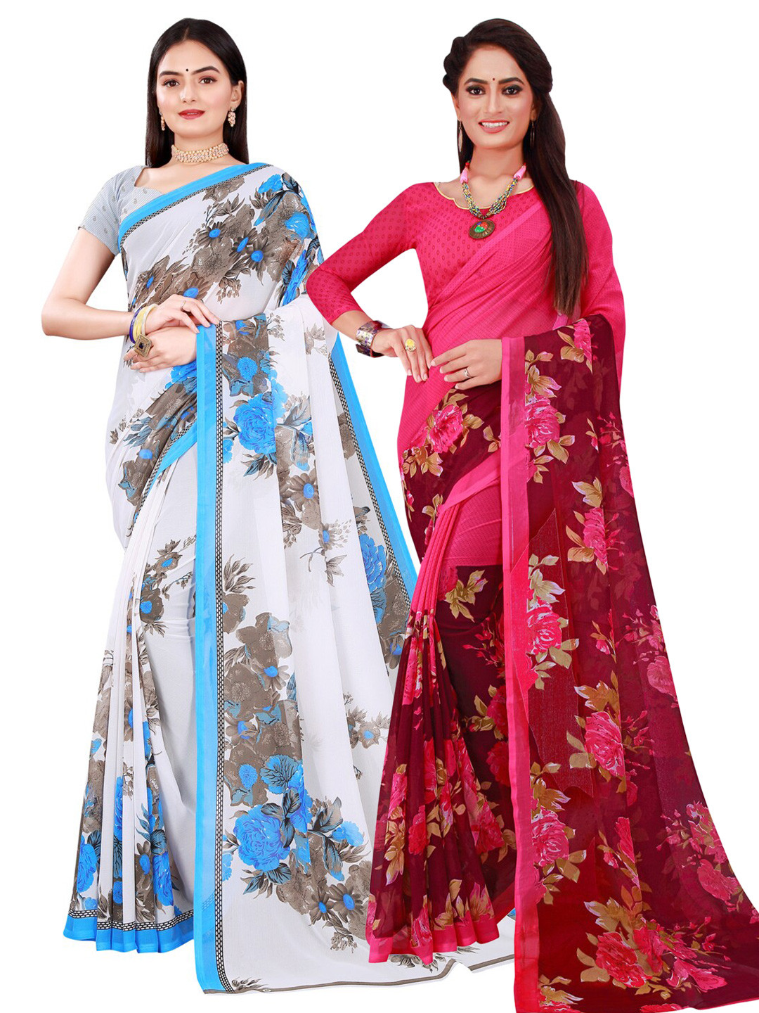 

KALINI Set of 2 Pure Georgette Saree, Magenta
