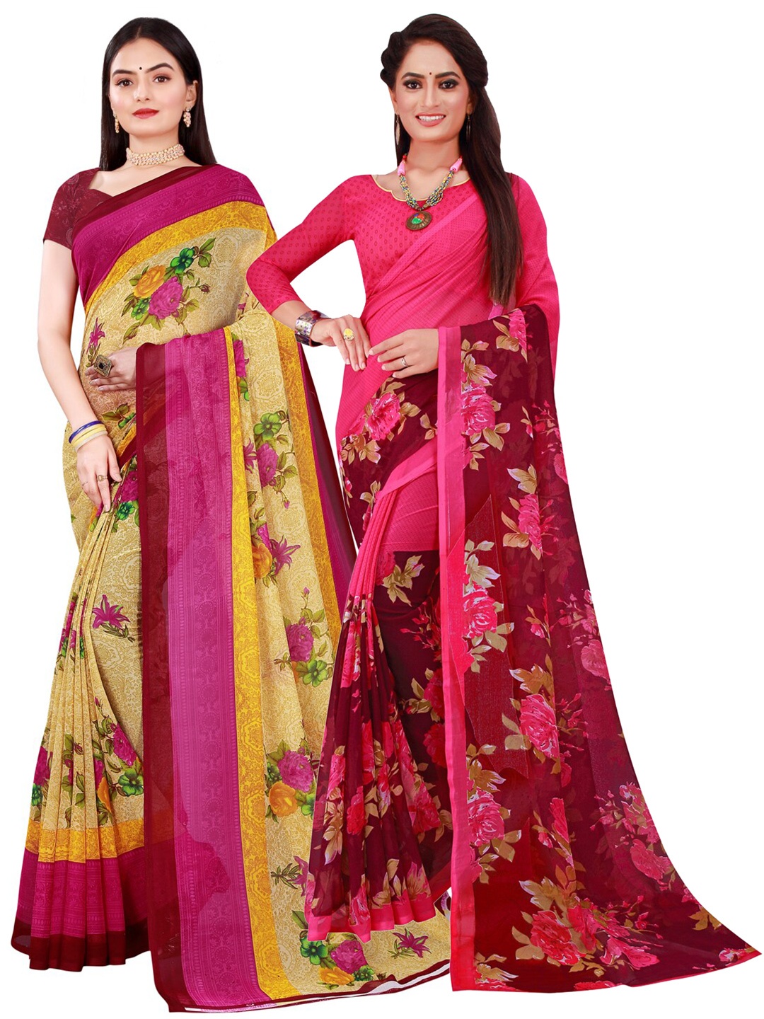 

KALINI Set of 2 Pure Georgette Saree, Yellow