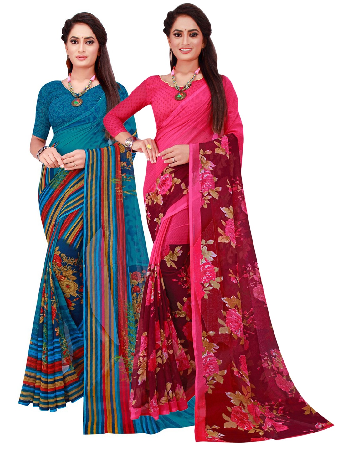

KALINI Set of 2 Pure Georgette Saree, Magenta