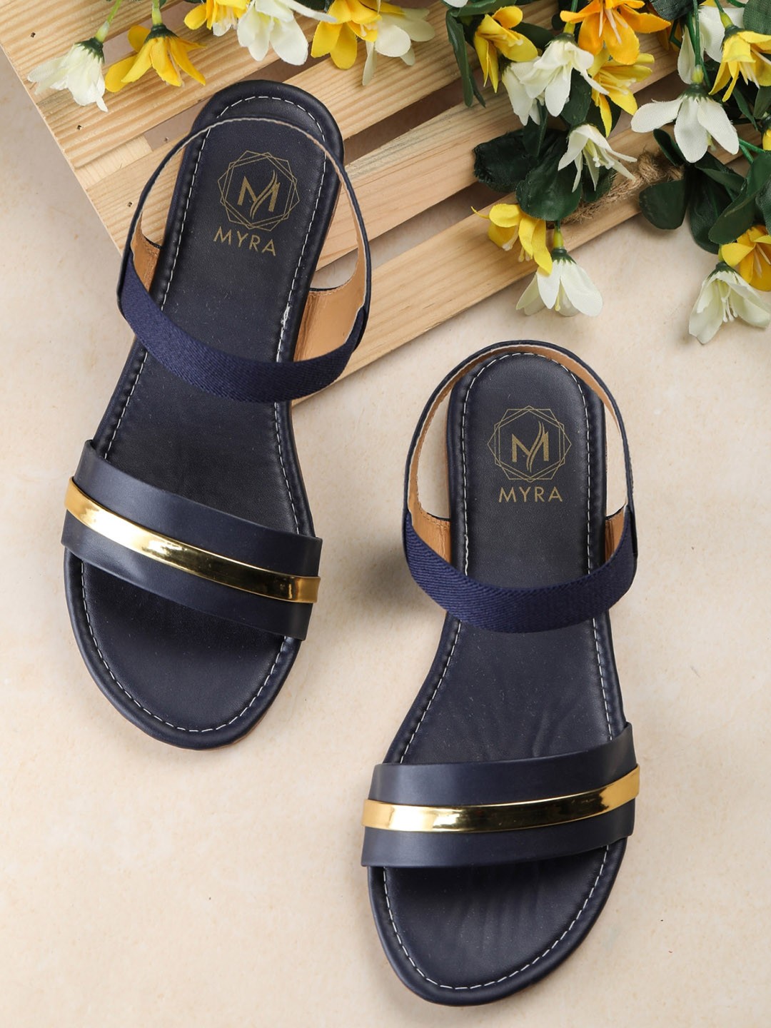 

Myra Women Navy Blue Open Toe Flats