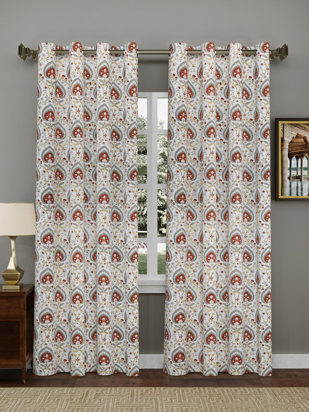 

Gulaab Jaipur White & Yellow Set of 2 Floral Door Curtain