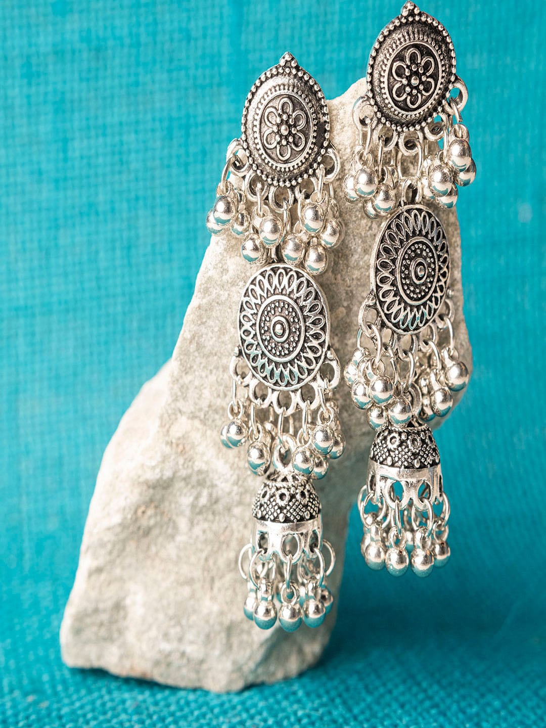 

Jewelz Silver-Toned Jhumkas Earrings
