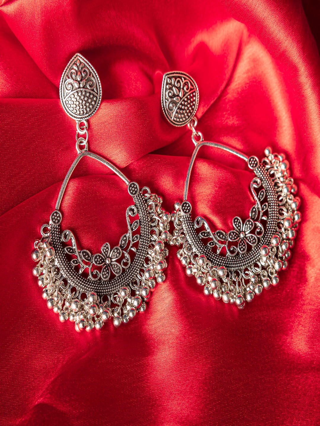 

Jewelz Silver-Plated Contemporary Chandbalis Earrings