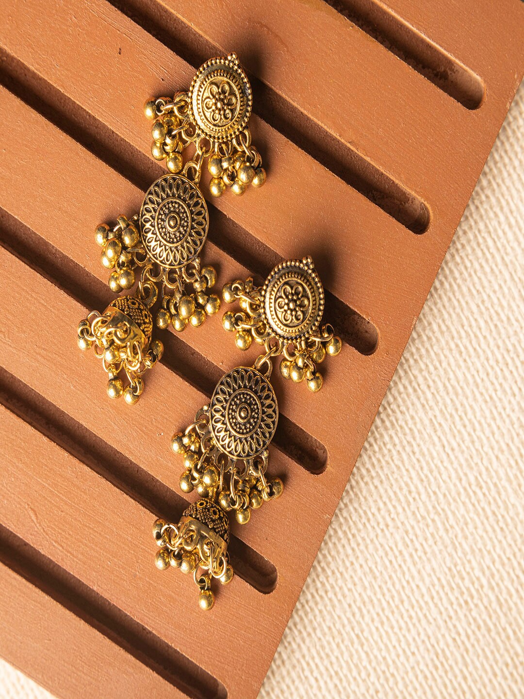 

Jewelz Gold-Toned Contemporary Jhumaks Earrings