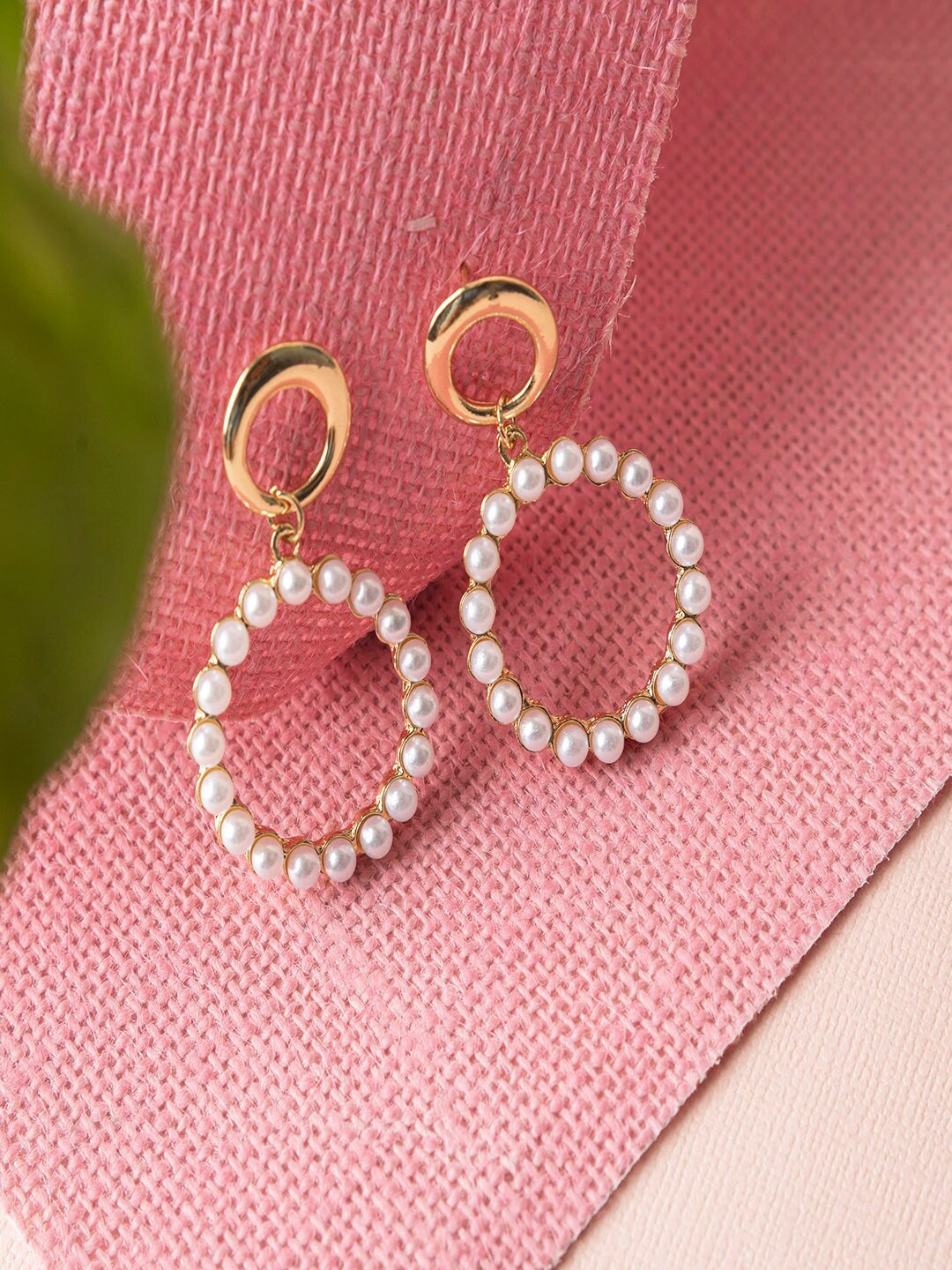 

Jewelz Gold-Plated & White Contemporary Drop Earrings