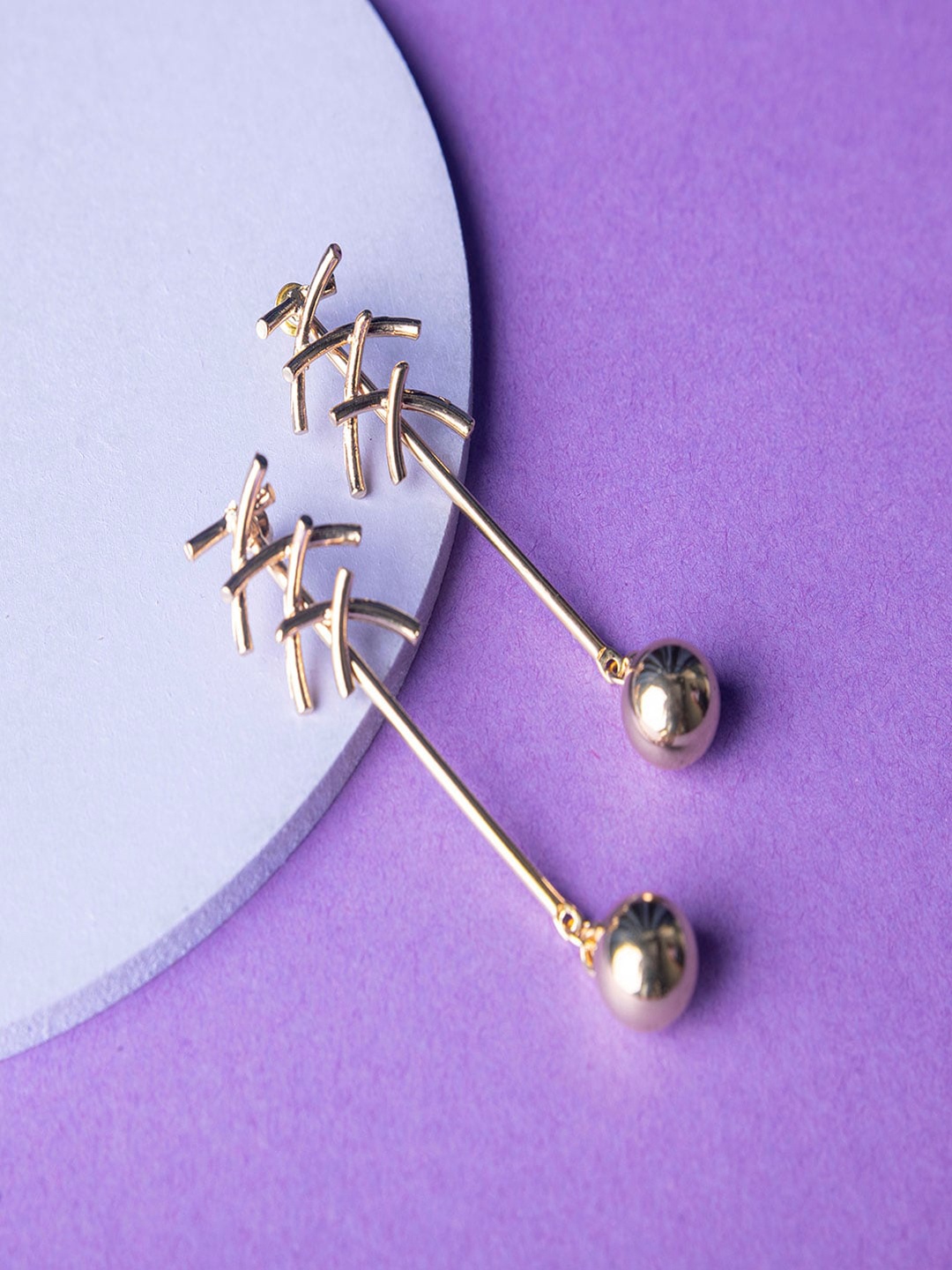 

Jewelz Gold-Toned Contemporary Drop Earrings