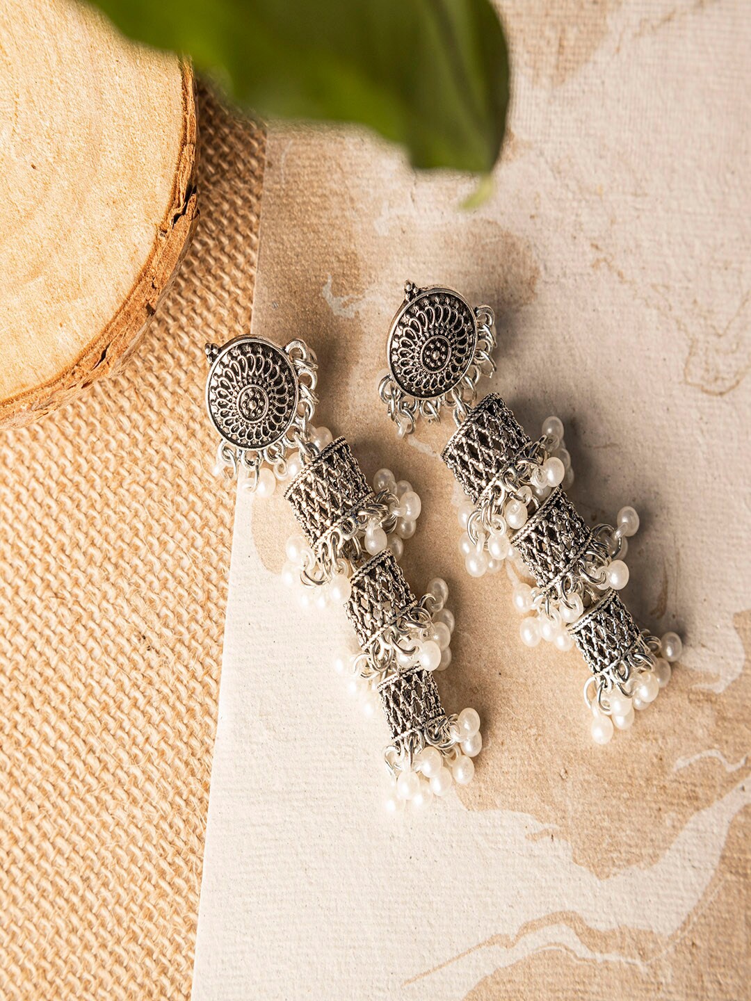 

Jewelz Silver-Plated Contemporary Drop Earrings